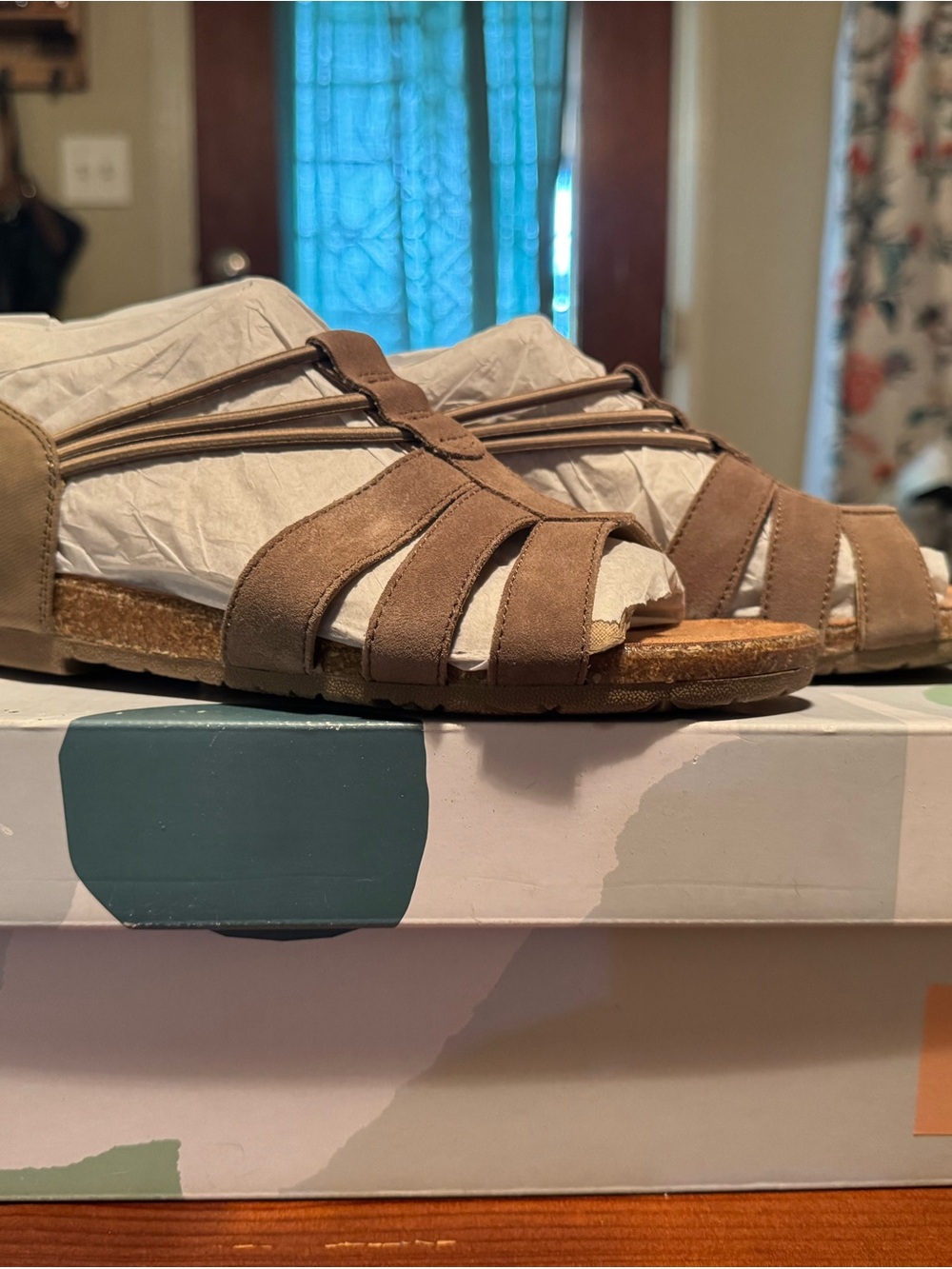 Earth Origins Taupe Strappy Suede Sandals